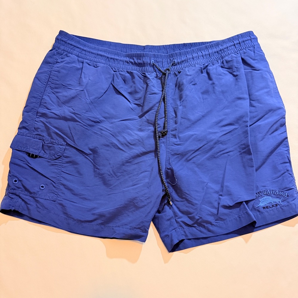 Tommy Bahama Swim Trunks Men XXL Blue Relax Cargo Mesh Lined TB924